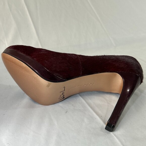 BCBGeneration Tinas2 Heels Burgundy Red Maroon Platform Women’s Sz 7.5B Faux Fur - Picture 10 of 15